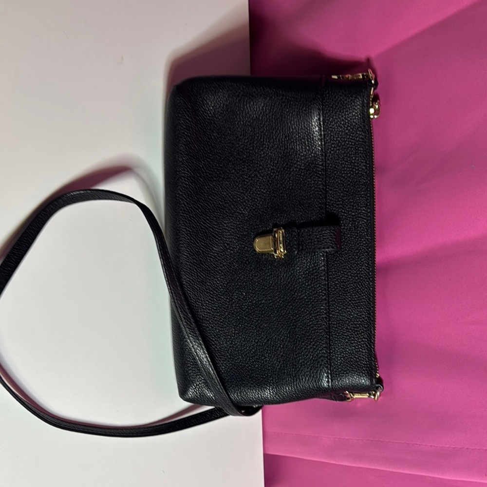 MK Elegant Black Leather Women's Bag w/ Removable Pouch